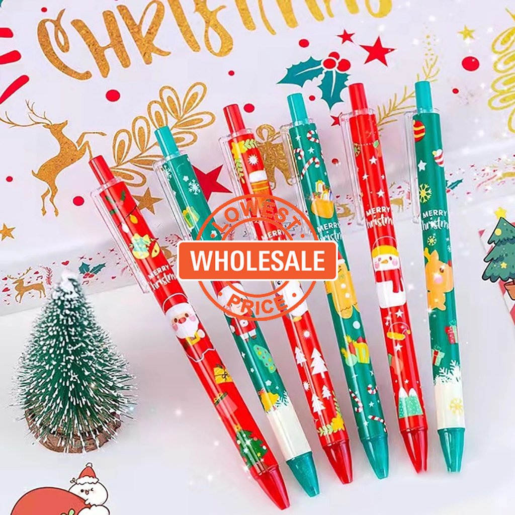 (Grosir) Pena / Bolpoin Plastik Motif Kartun Santa Claus / Rusa Natal Untuk Sekolah / Kantor