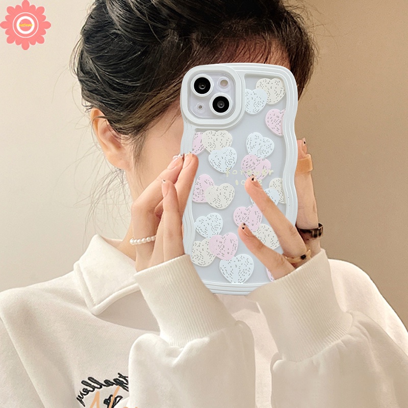 Soft Case Motif Hati Gelombang Untuk OPPO A17 A15 A57 A55 A16K A96 A95 A54 A1K A17k Reno 5 6 7 8 4F 4Lite A74 A76 A16 A12 A15s A712 A16 A16s A53 A5E F9 A16s A52 A3s A53 Cover Pelindung Bahan TPU