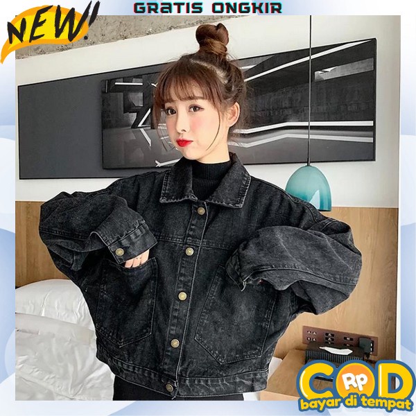 Jaket Jeans Wanita Dewasa Tanggung Jaket Jeans Wanita Korea Oversize Jeket Jeans Korean Style Crop D