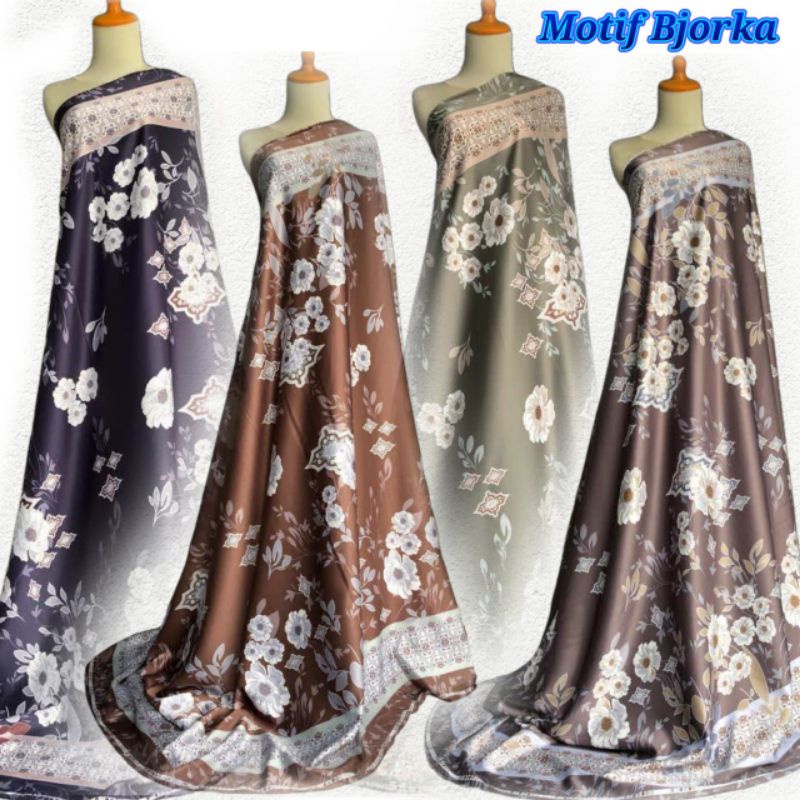 Kain D. Silk Mengkilap Motif Bunga Bjorka Harga setengah meter