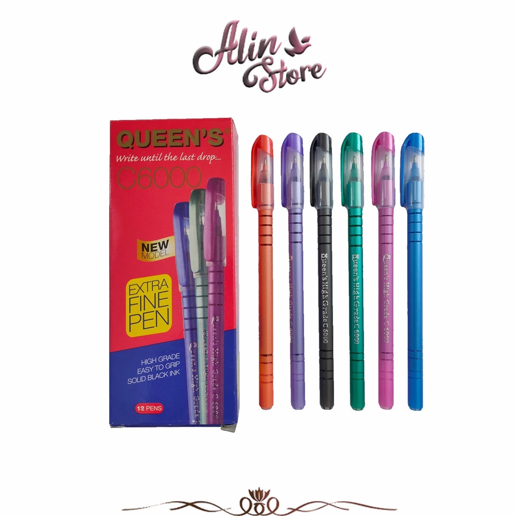 

Pulpen Queen Hitam C6000 (12 Pcs) Faster