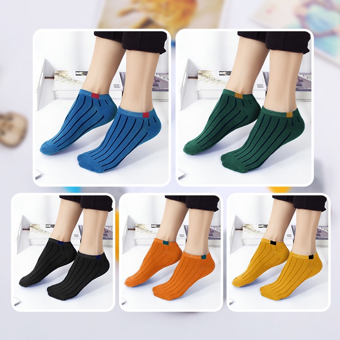 Kaos Kaki Pendek Semata Kaki - Ankle Cute Short Socks - Kaos Kaki Motif Garis Polos Dan Lembut Bahan 100% Polyester - W1A5