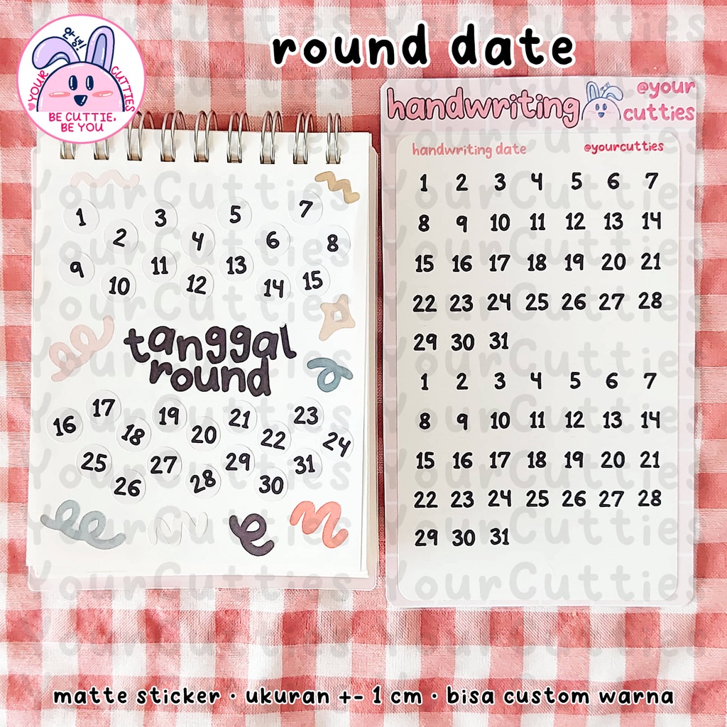 

[SHEET] STICKER BULAT DATE TANGGAL ESTETIK KECE TULISAN SENDIRI HANDWRITING