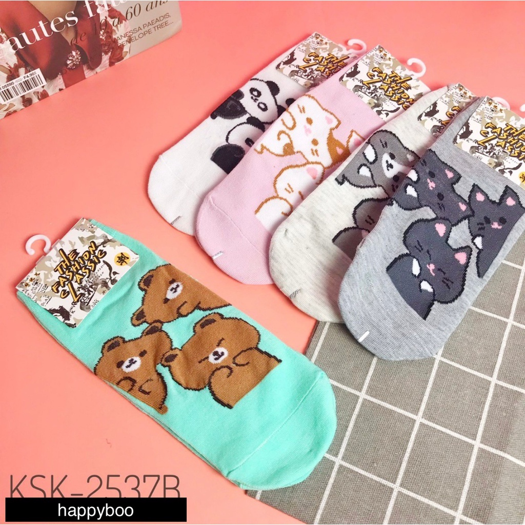 Kaos kaki the fashion calssic Kucing bear panda pendek mata kaki kaos kaki hidden socks