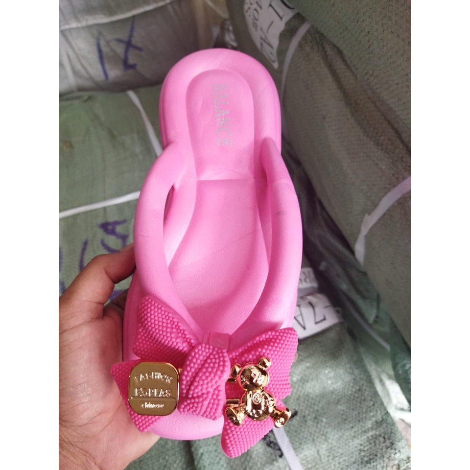 Sandal Jepit pita Wanita dewasa Import Balance 2024 (36-41) sandal jelly anti slip Full Jelly Empuk Elastis Motif Pita Balance