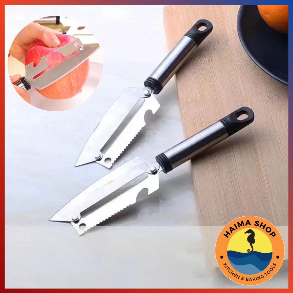 Pisau Stainless Alat Pengupas Kulit Buah Penyisik Ikan Peeler Multifungsi Pembuka Botol Kaleng