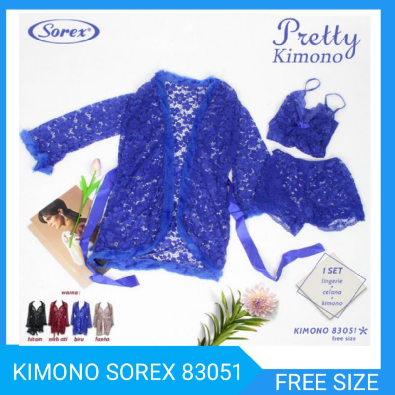 LINGERIE BAJU TIDUR SOREX KIMONO BRUKAT/ RENDA SRX 83051 ISI 1 SET