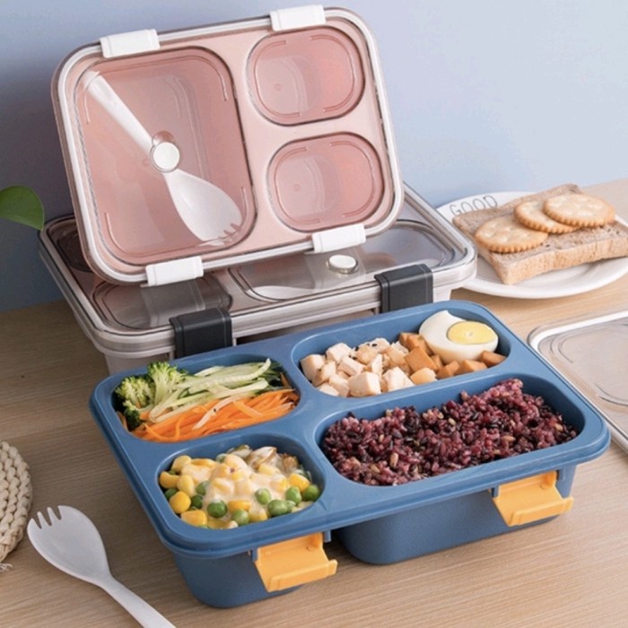 1250ML Kotak Makan 3/4 Grid Sekat Bento Anti Bocor Lunch Box Bekal