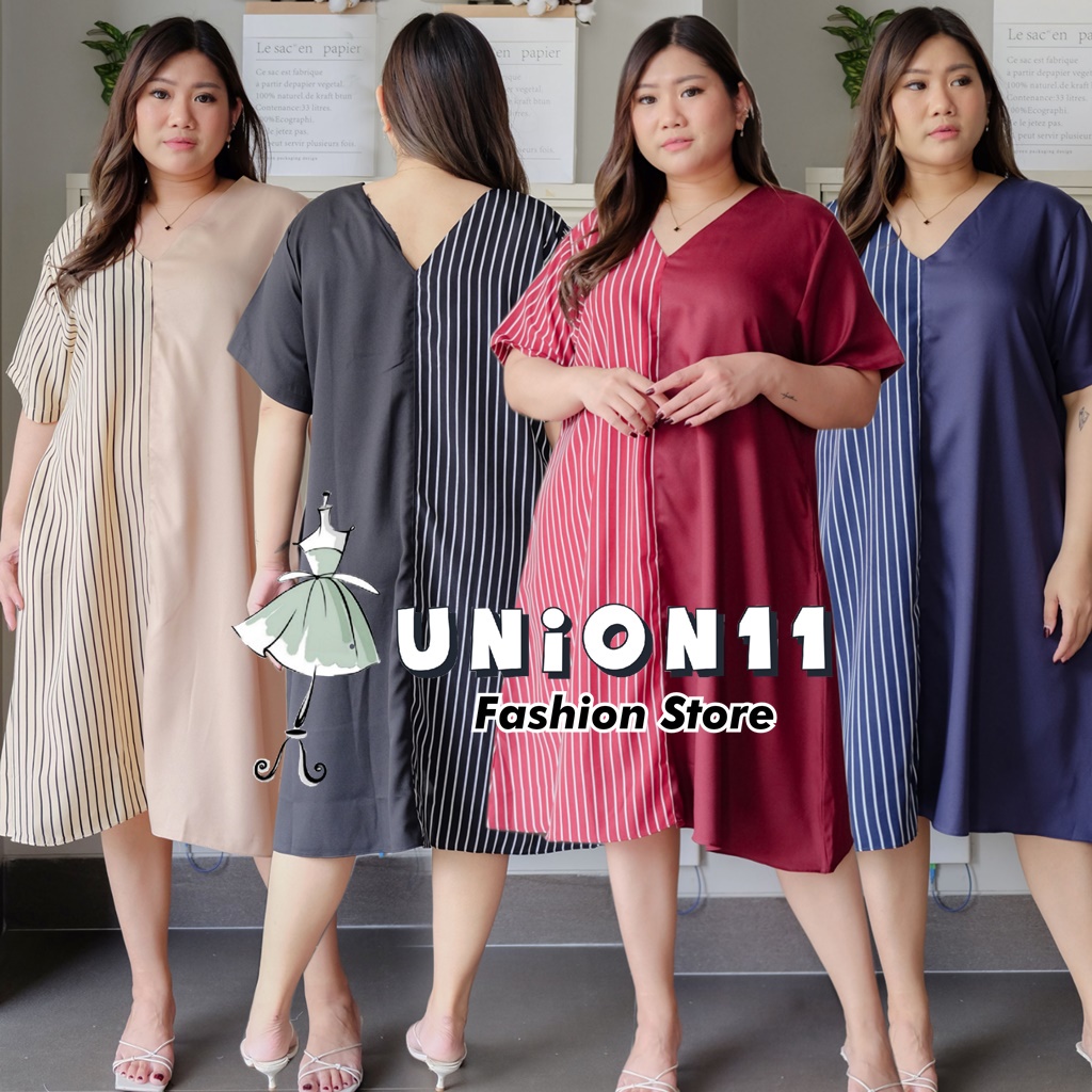 UNION11 - DRESS JUMBO WANITA LD 130 / BAJU JUMBO WANITA / BAJU KERJA WANITA BIGSIZE / DRESS JUMBO WANITA / DRESS JUMBO XXXXL WANITA AXIO