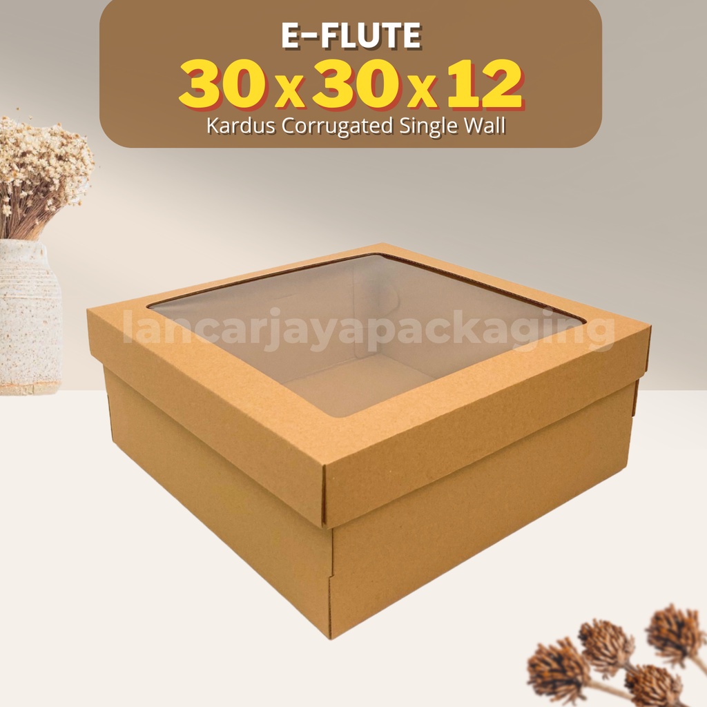 

E-FLUTE Kardus Corrugated Kotak Kue Tart Cake Hampers 30x30x12 cm