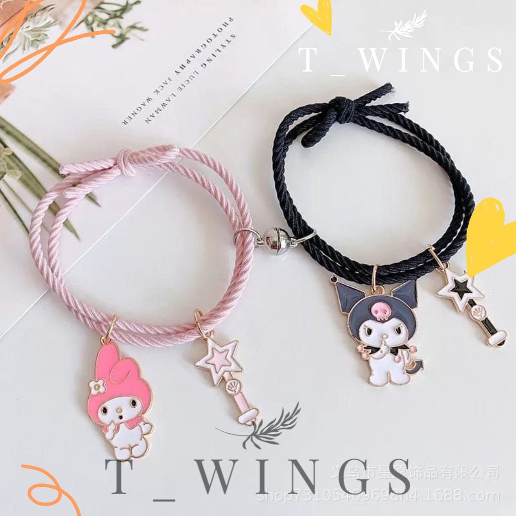 [ Ready Stock ] 1 set= 2pcs seperti foto / Gelang Couple Friendship Sanrio / Gelang Magnet Pertemana