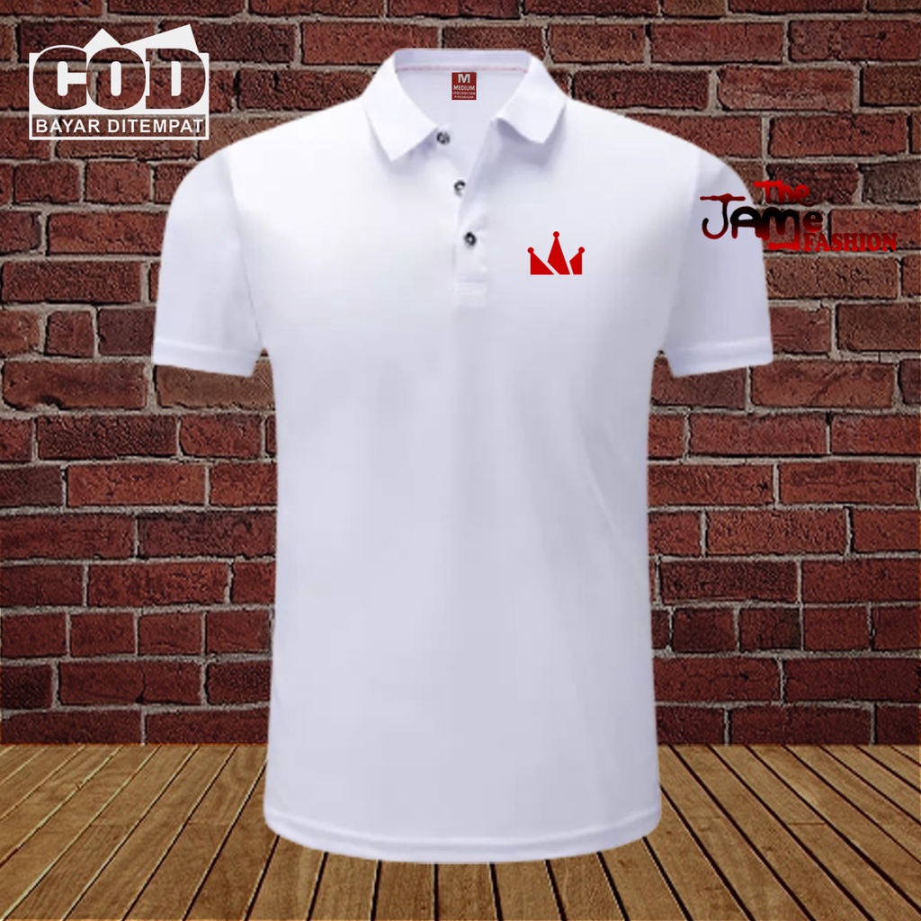 Promo COD Kaos Distro Polo Kerah Screamous Quality Merah Premium Quality Atasan Pria Wanita Promo Te