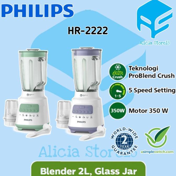 Blender Philips Kaca Hr2222 Hr-2222 Hr 2222 2L Garansi Resmi Philips