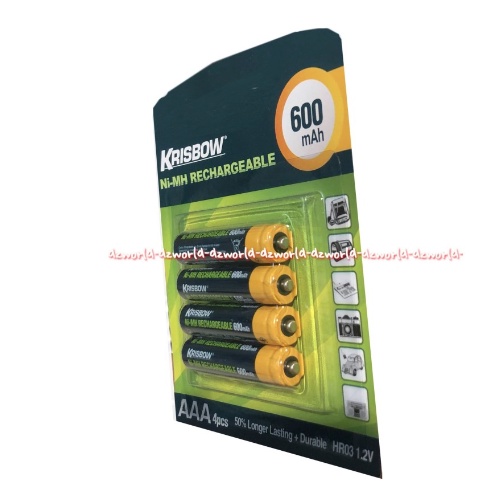 Krisbow Ni MH Rechargeable 600AH Baterai AAA 4Pcs Batrai Bisa Di Charge Ulang Dipakai Berkali Kali A3 Battery AAA Baterai Kecil Batrai Remote