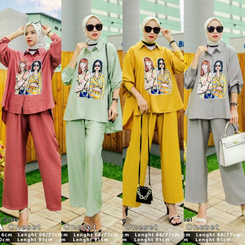 (brand lokal extu) setelan celana bahan premium original