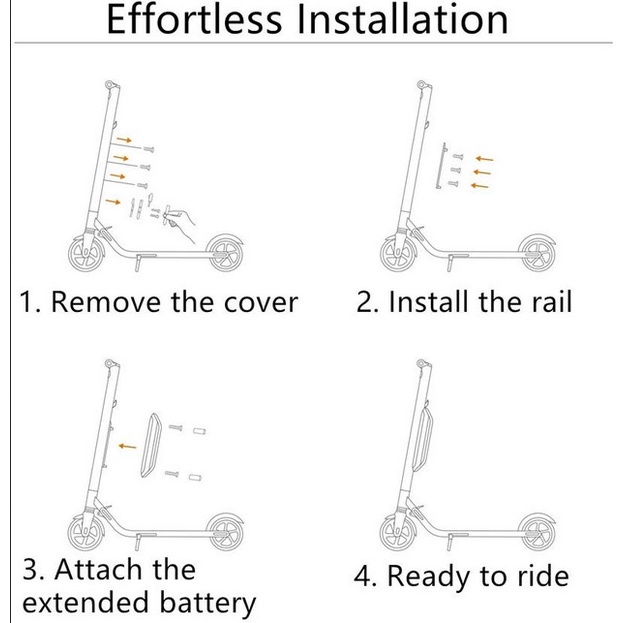 Segway Ninebot Kickscooter External Extender Battery For E22 ES1 ES2 Baterai Skuter