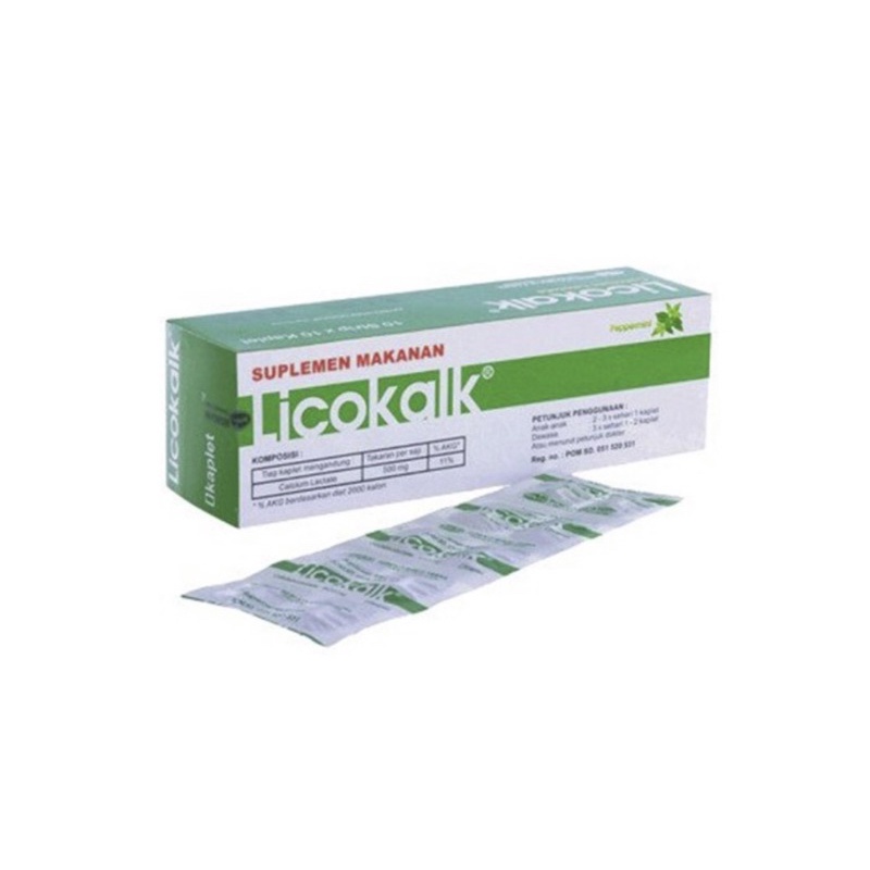 Licokalk strip 10 tablet ( suplemen calcium kesehatan tulang )