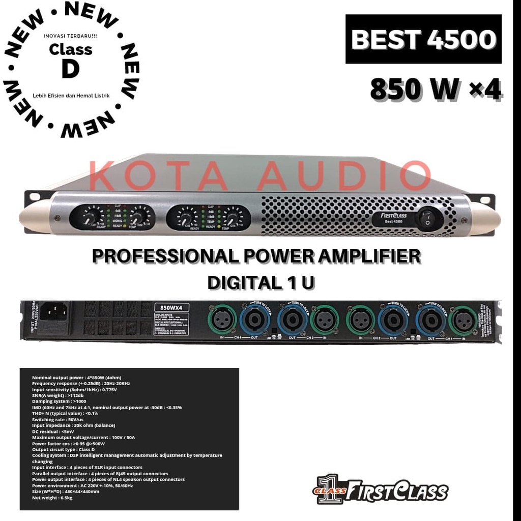 POWER AMPLIFIER FIRSTCLASS BEST4500 FIRST CLASS BEST-4500 4CH ORIGINAL