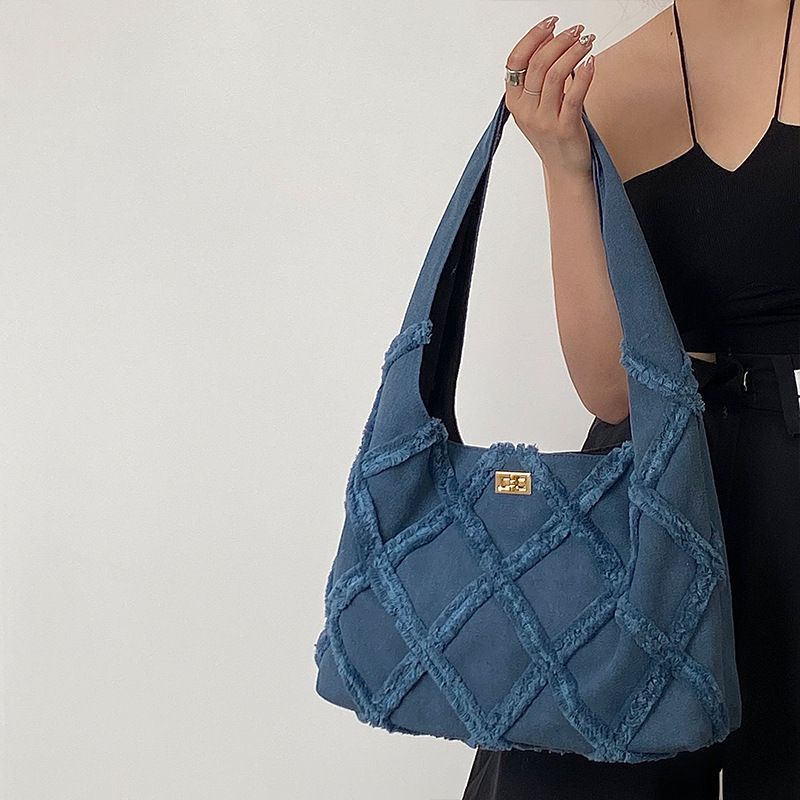 Tas Wanita Bahu Jeans Biru Trend Terbaru sebahu Biru FT42 25 x 24 x 12 cm