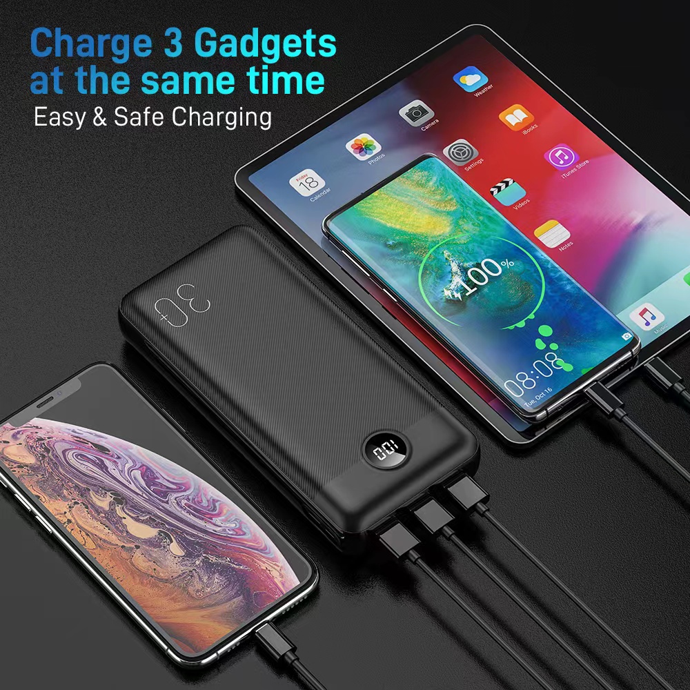 ( HANYA DI SHOPEE ) Powerbank MOFIT M36 30000mAh + Fast Charge 2.4A Real Capacity - HITAM