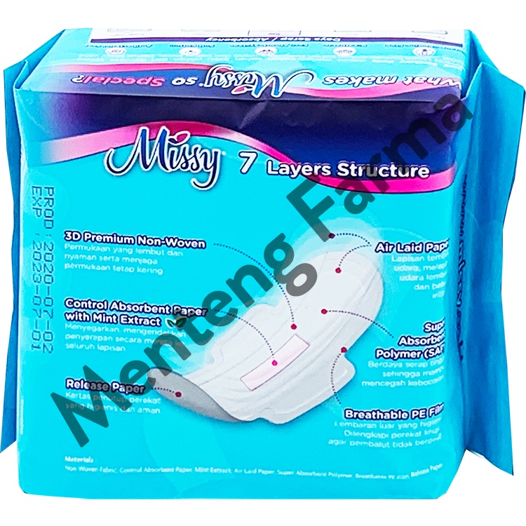 Pembalut Missy Day Super Thin 245 mm 10 Pads - Pembalut Wanita Daily Pagi dan Siang Hari