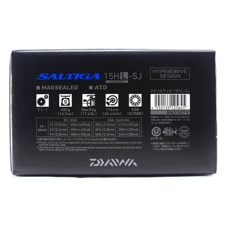 Reel Pancing DAIWA 2022 SALTIGA 15 HL-SJ LEFT HANDLE