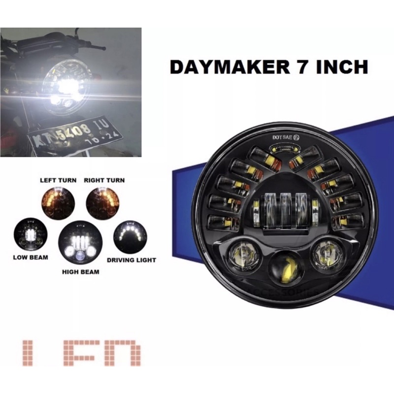 COD Daymaker 19 Led 7 Inch Dus Hitam Polos Import 90 Watt Ninja Megapro Tiger Scorpio King Vixion w175 dll 7INCI 19LED