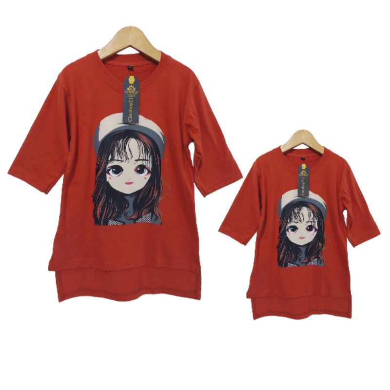 Kaos Oversize cotton combed 30s viral Anak &amp; ibu Couple//baju atasan wanita OWL