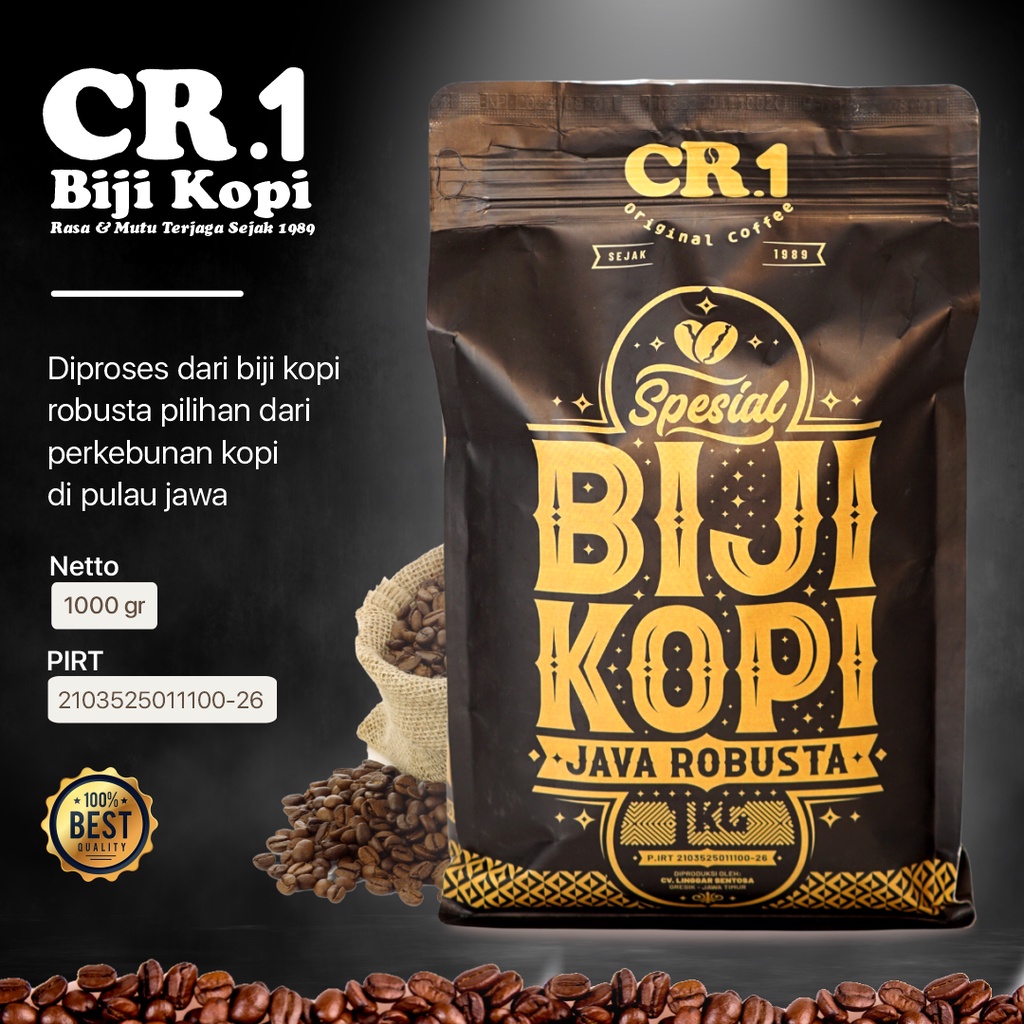 

BIJI KOPI CR1 , JAVA ROBUSTA KEMASAN 1KG