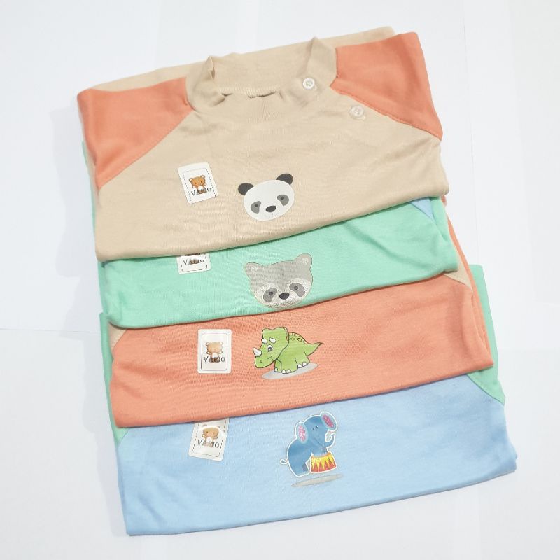 Baju Bayi Polos Sticker Lengan Pendek Bahan Kaos Lembut Halus / Kaos Bayi Kancing Pundak - 40104002