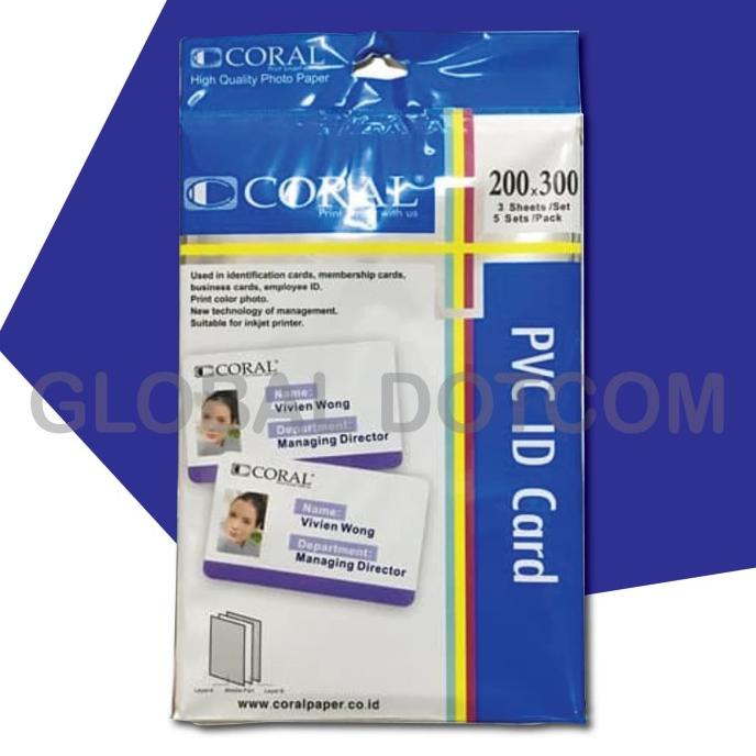 

SALE Kertas PVC Bahan ID Card Instan Coral A4 isi 5 Lembar Merk Coral