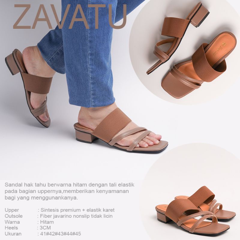 Zavatu Sandal wanita hak tahu 3cm big size jumbo 41-45 ZVT 073