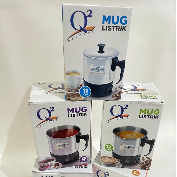 Mug Listrik Q2 11cm / 12cm / 13cm / 14cm / 15cm Pemanas Air Stainless Teko Listrik