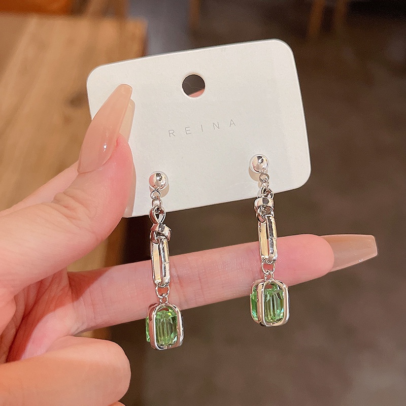 Anting Tusuk Gantung Bahan Sterling silver 925 Desain Geometri Gaya Perancis / Retromewah Untuk Wanita