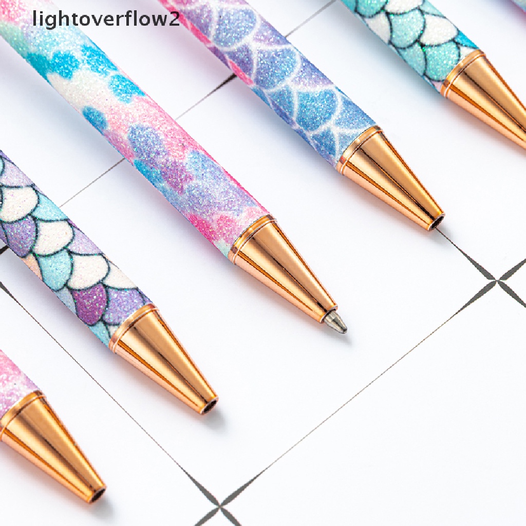 (lightoverflow2) 1pc Pulpen 1.0mm Dengan Hiasan Kristal Imitasi Untuk Kantor / Sekolah