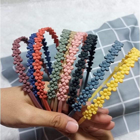 PREMIUM Bando Doff Matte Glossy ala Korea bentuk Bunga Daisy Pastel - Korean Style Headband
