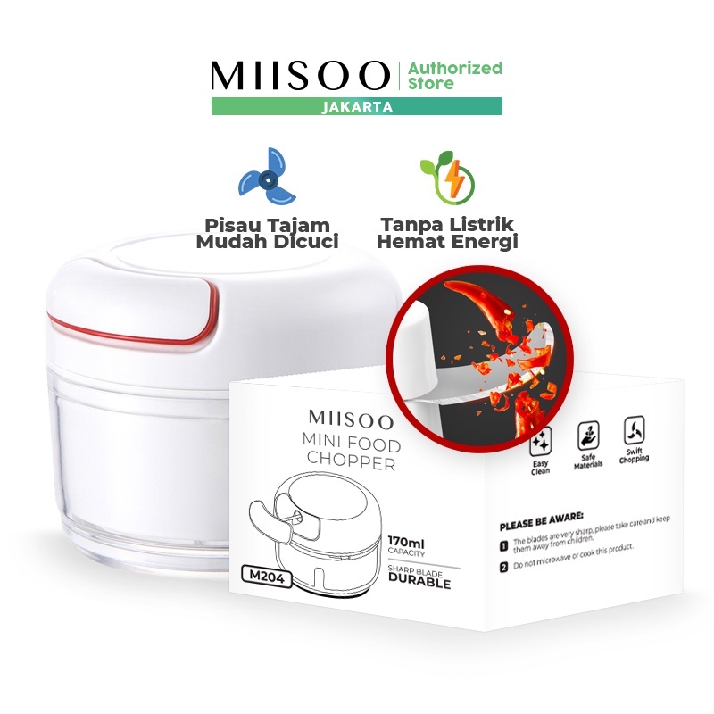 	 MIISOO Blender Tarik Tangan Manual Mini Speedy Chopper Gilingan Penghalus Bumbu Daging Bawang	