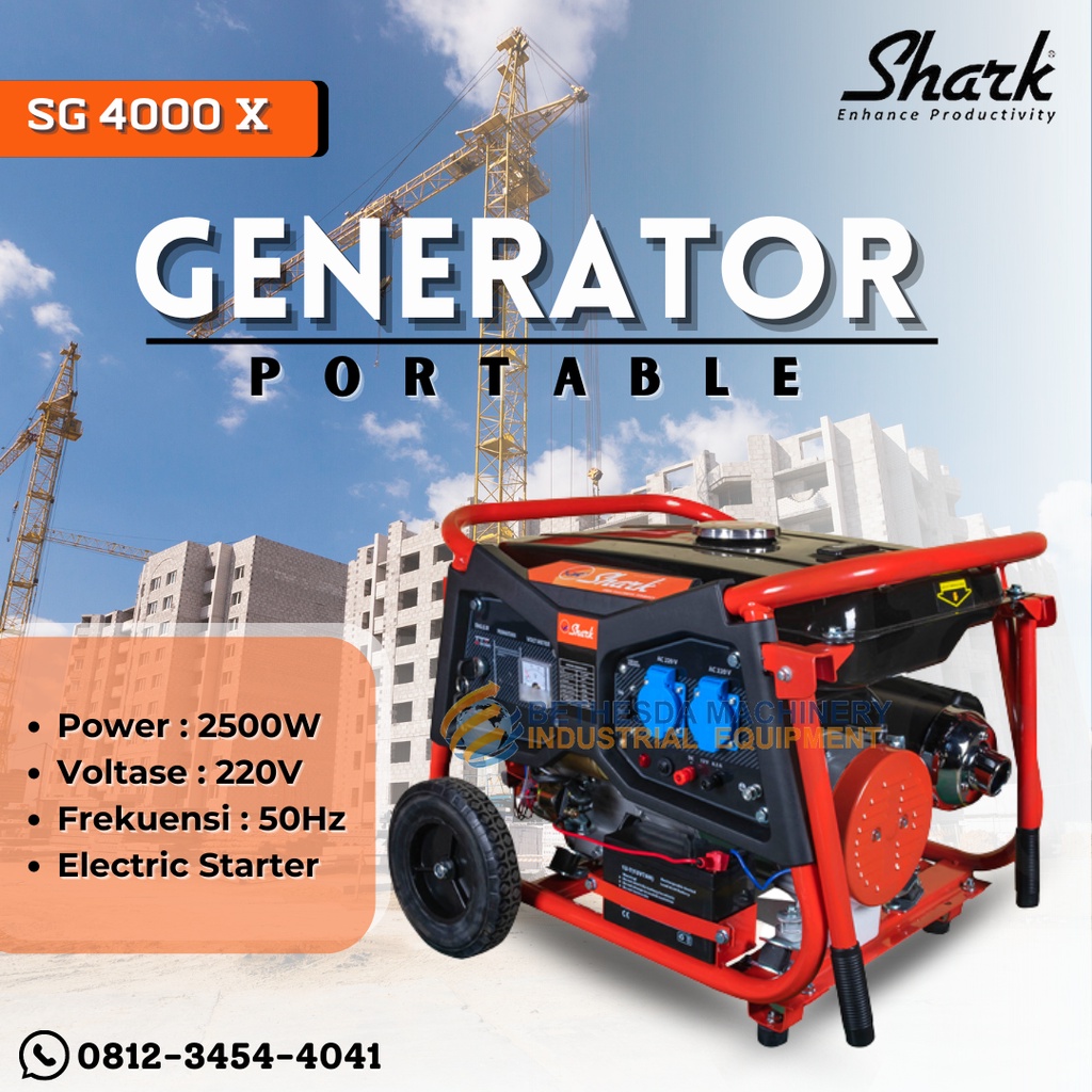 SHARK Genset Bensin 2500 Watt Gasoline generator portable 2500watt