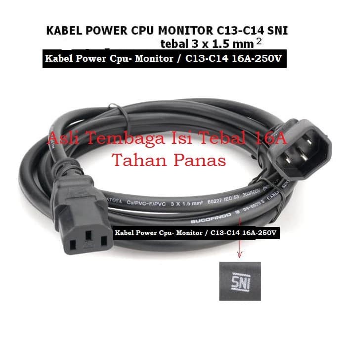 Kabel Power Cpu-Monitor IEC320 Cord C13 to C14 16A 250V 5M