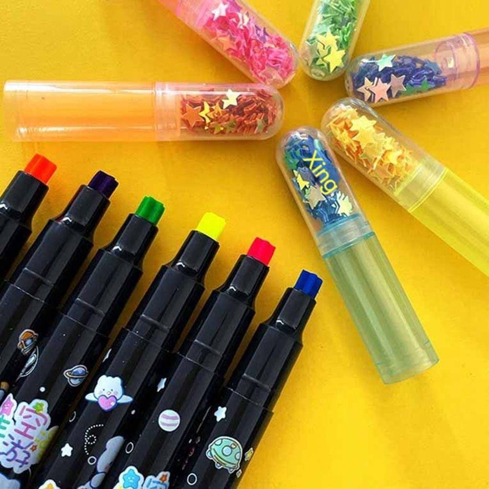 【 ELEGANT 】 Stabilo Pulpen Diary Kreativitas Alat Tulis Perlengkapan Kantor Tinta Pigmen Berbentuk Bintang Anak-Anak Lukisan Pena Liner Art Spidol Tangan Akun Pena Seni Spidol