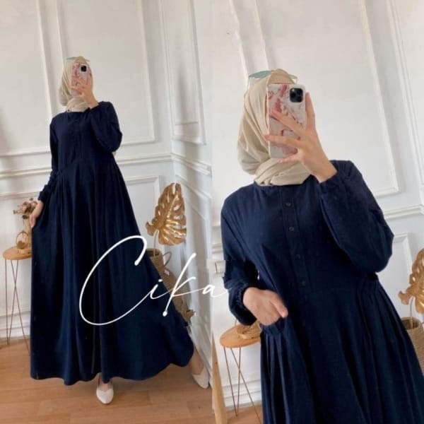 CIKA DRESS GAMIS CRINKLE  AIRFLOW WANITA POLOS KEKINIAN