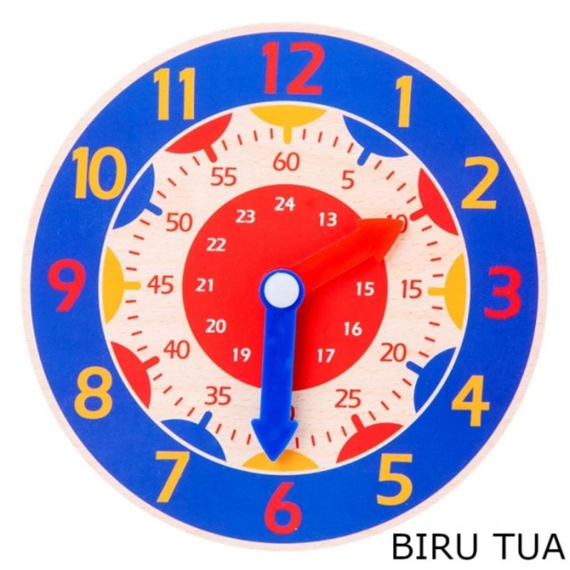 MAINAN JAM DINDING EDUKASI ANAK UNTUK MENGENAL WAKTU / WOODEN CLOCK, Mainan Jam Kayu / Belajar Jam / Wooden Clock / Mainan Edukasi