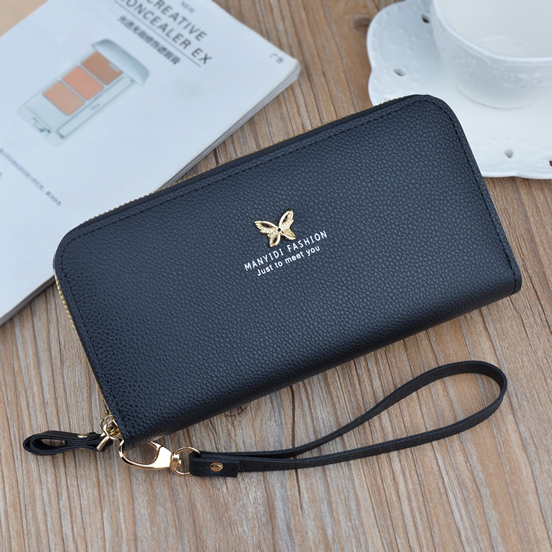 DOMPET PANJANG WANITA IMPORT MUAT HP KULIT HITAM REGATA PREMIUM BESAR 2 RESLETING KARTU KOREA KOIN FASHION REMAJA WA591B5 KEKINIAN BRANDED  CEWEK BATAMMURAH