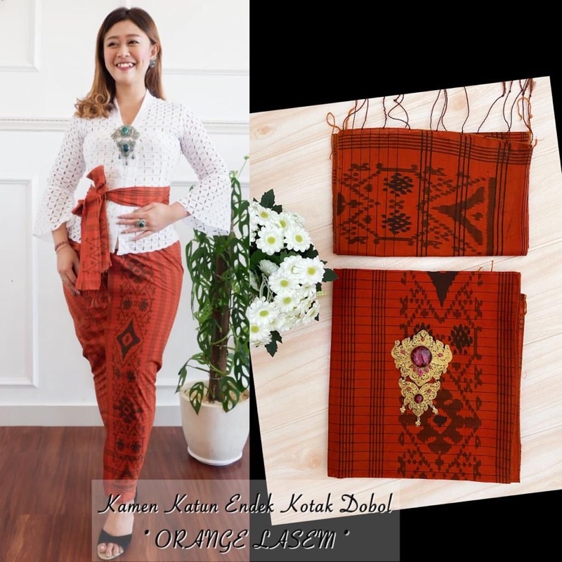 Kamen Endek kotak dobol include Selendang