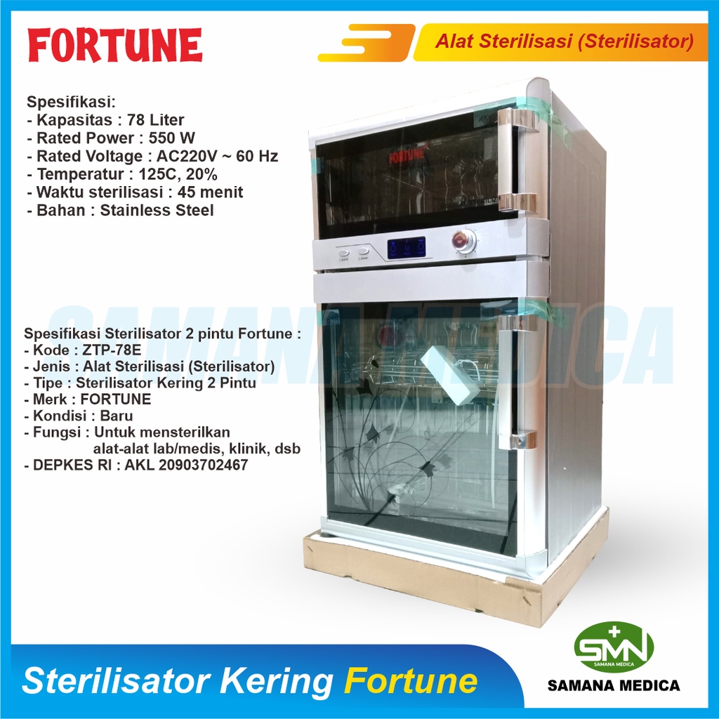 Sterilisator Kering FORTUNE 2 Pintu Steril Alat Medis Bedah FREE PAKING KAYU DAN BUBBLE  Promo murah