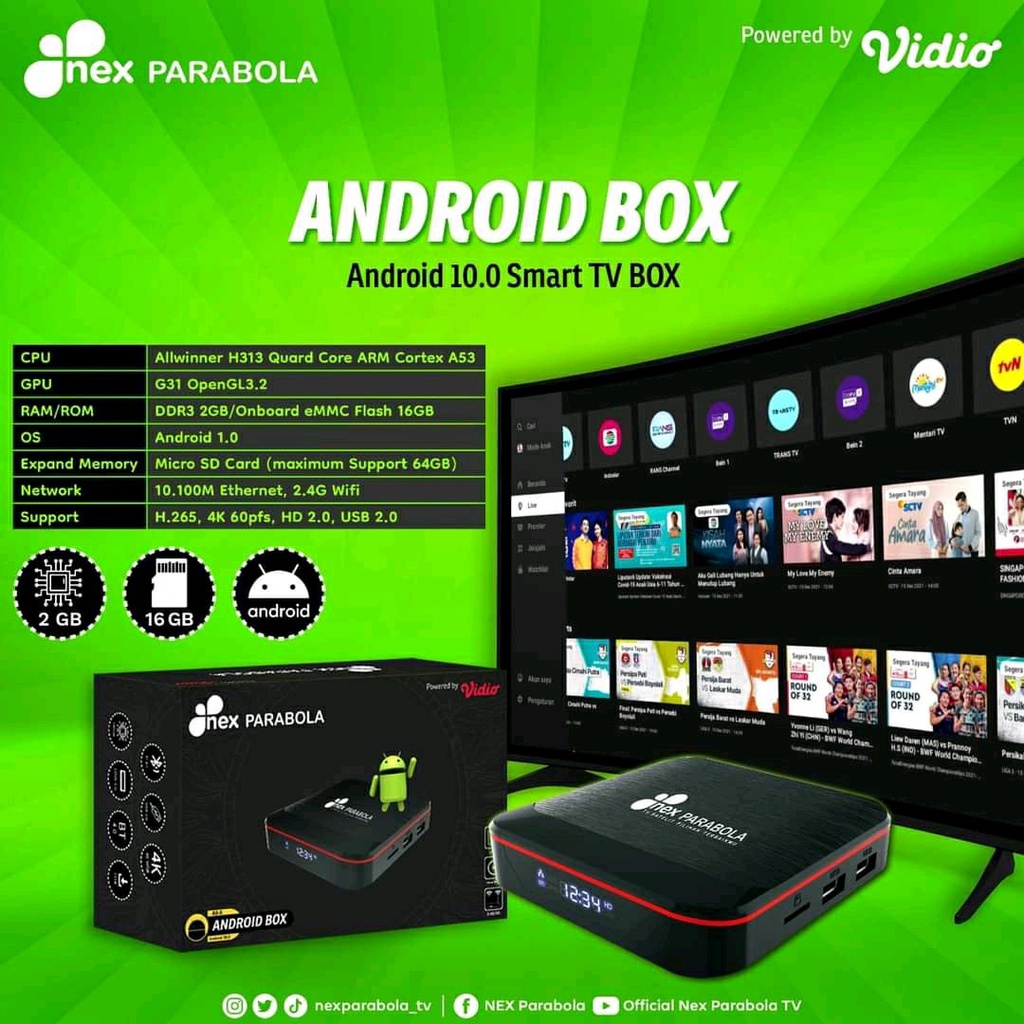 NEX PARABOLA NEX VIDIO ANDROID BOX RECEIVER SMART TV