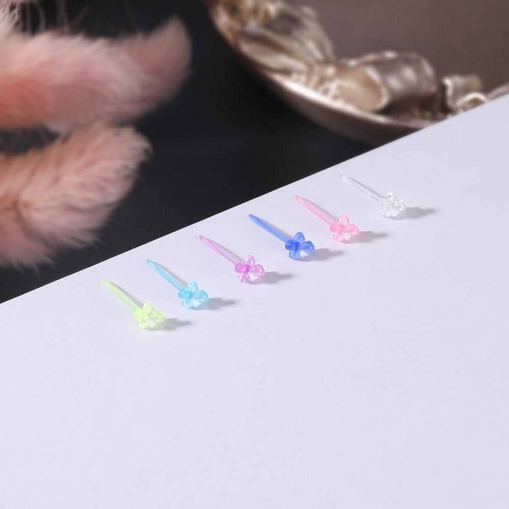 10-48pcs Anting Stud Bahan Plastik Transparan Anti Alergi