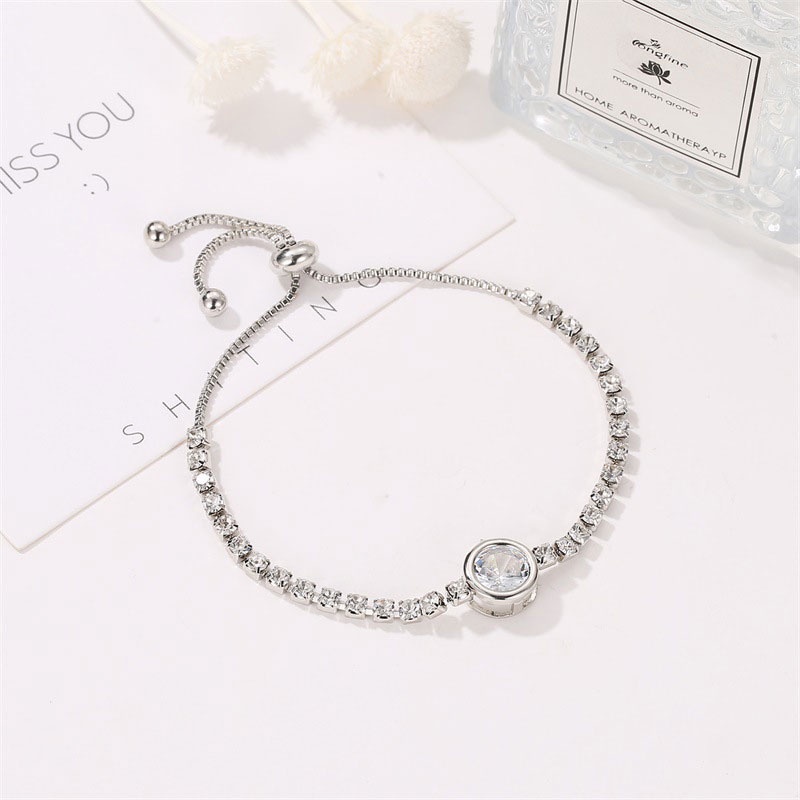 COD✨ Gelang Fashion Rose Gold Love Zircon Gelang Wanita Segar Dan Sederhana / Gelang Fashion Wanita All-Match Temperamen Bulat Berlian Imitasi Serut