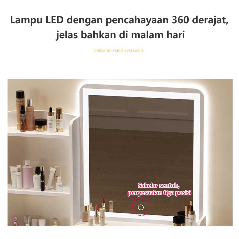 Weyon Sakura meja rias/meja rias Minimalis/meja rias Kecil/meja rias murah/meja rias Dinding+Cermin rias LED ekstra besar + bangku meja rias gratis（D17E）