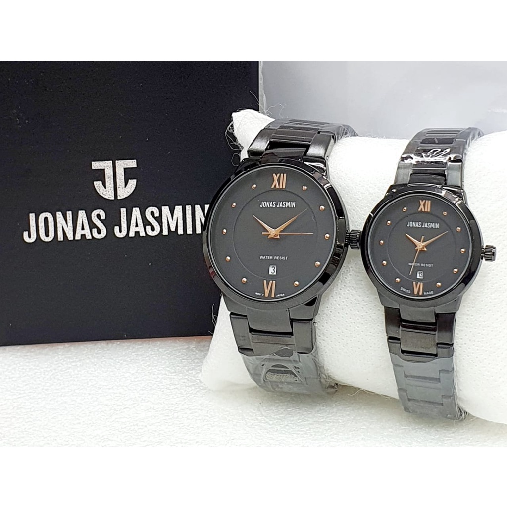 Jam Tangan Couple - Jonas Jasmin 3105 - Stainless Steel Strap - Analog Watch - Anti Air - Original